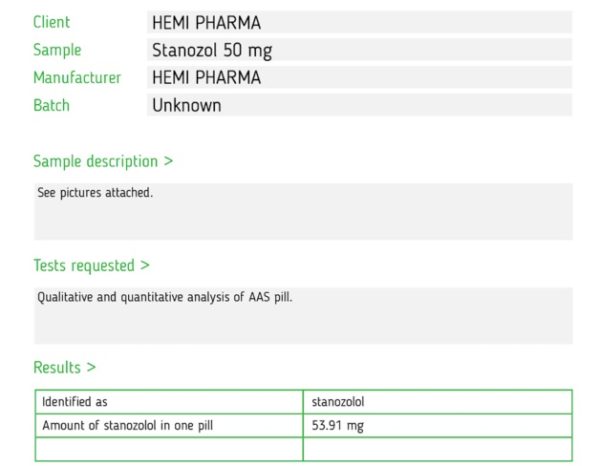 Winstrol 50mg - Hemi Pharma (Lab Test Inc) - Image 2