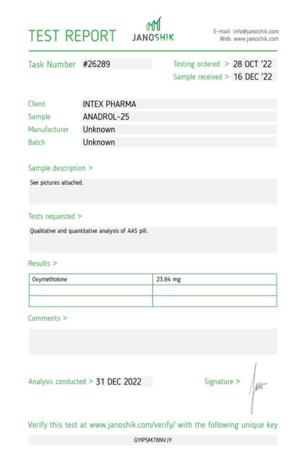 Anadrol x 100 Tabs *Lab Tested* Intex Pharma - Image 2